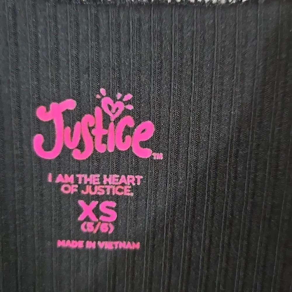 Justice Girls XS 5/6 Kids Fashion Short Sleeve Black Tee 90s Collection T-Shirt